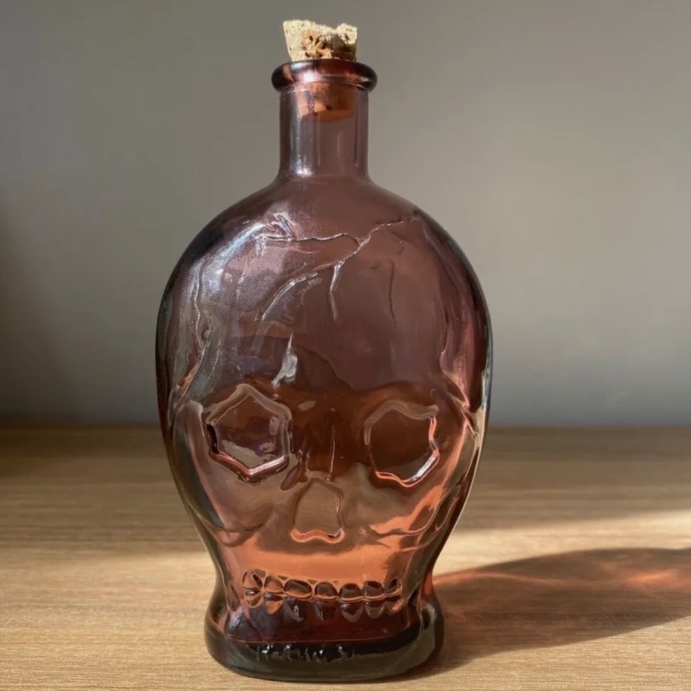 Wheaton Purple Skull Skeleton Head Glass Gothic  1971 with Cork